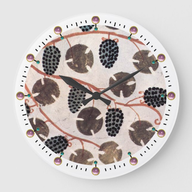 ANTIQUE EGYPTIAN VINEYARD GRAPES AND GRAPE VINES LARGE CLOCK (Front)