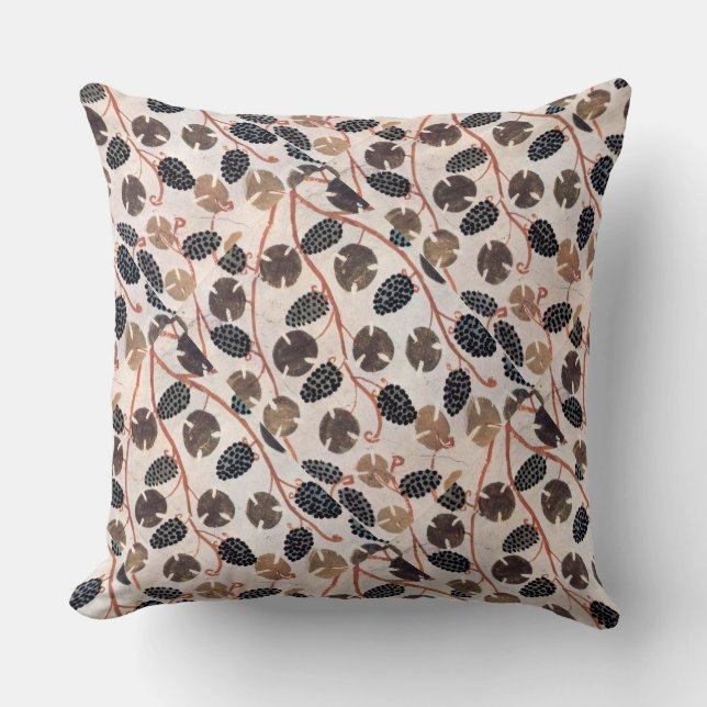 ANTIQUE EGYPTIAN VINEYARD GRAPES AND GRAPE VINES THROW PILLOW (Front)