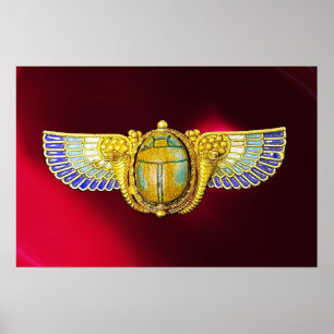 ANTIQUE EGYPTIAN WINGED SCARAB /CORNUCOPIA JEWEL POSTER