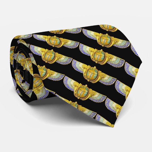 ANTIQUE EGYPTIAN WINGED SCARAB /CORNUCOPIA JEWEL TIE (Rolled)