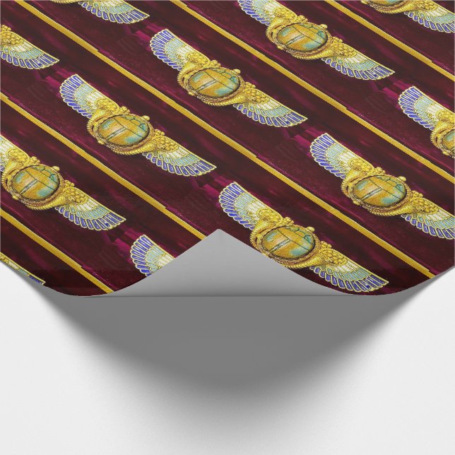ANTIQUE EGYPTIAN WINGED SCARAB /CORNUCOPIA JEWEL WRAPPING PAPER (Corner)