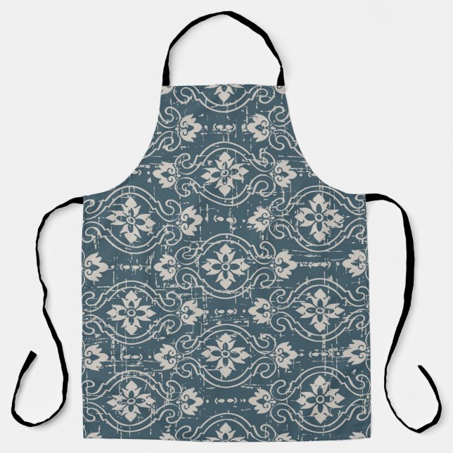 Antique Elegance: Seamless Floral Curves Apron (Front)