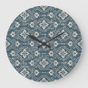 Antique Elegance: Seamless Floral Curves Large Clock