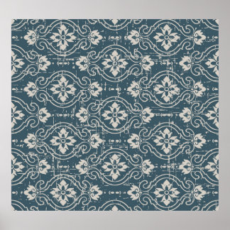 Antique Elegance: Seamless Floral Curves Poster