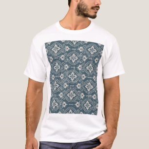 Antique Elegance: Seamless Floral Curves T-Shirt