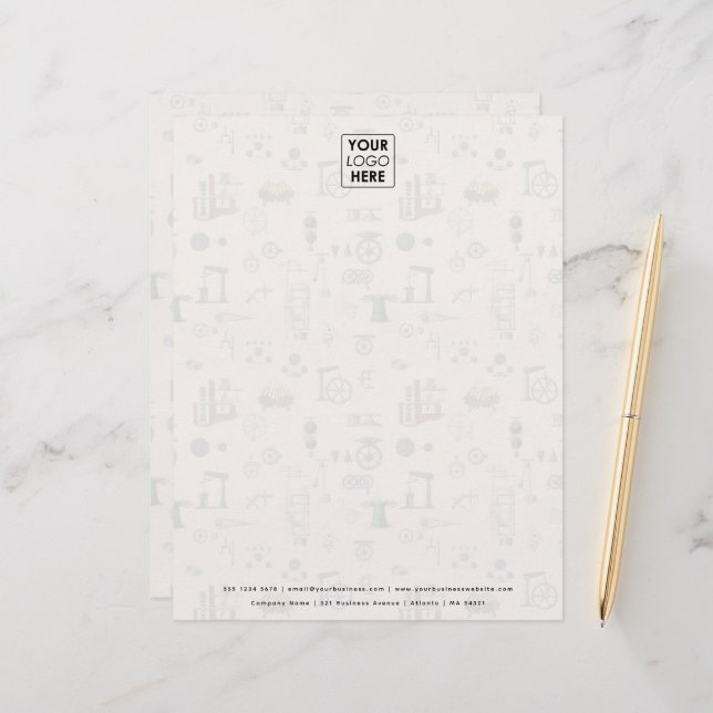 Antique Engineering Mechanical Scientific Custom Letterhead (Front/Back In Situ)