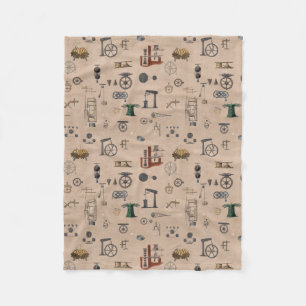 Antique Engineering Mechanical Scientific Pattern Fleece Blanket