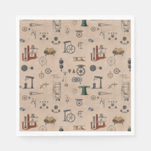 Antique Engineering Mechanical Scientific Pattern Napkin