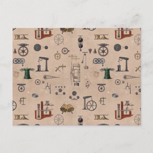 Antique Engineering Mechanical Scientific Pattern Postcard (Front)