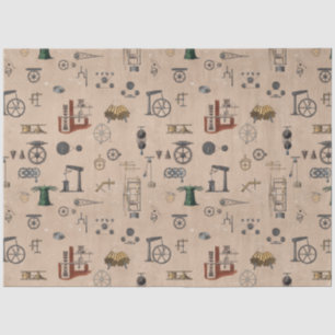 Antique Engineering Mechanical Scientific Pattern Tissue Paper