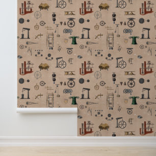 Antique Engineering Mechanical Scientific Pattern Wallpaper
