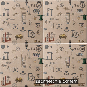 Antique Engineering Mechanical Scientific Seamless Tile