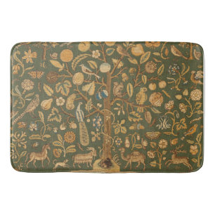 Antique English Needlepoint Tree of Life & Unicorn Bath Mat