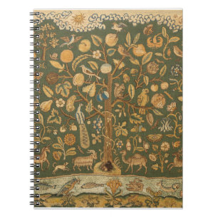 Antique English Needlepoint Tree of Life & Unicorn Notebook