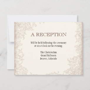 Antique English Rose Floral Swirl Wedding Invitation