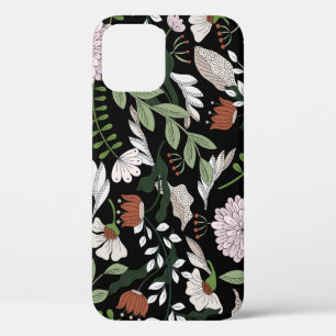 Antique Engraving Flowers Hand Painted iPhone 12 Case
