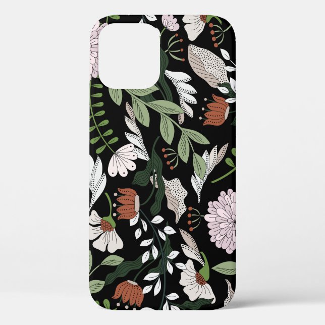 Antique Engraving Flowers Hand Painted Case-Mate iPhone Case (Back)