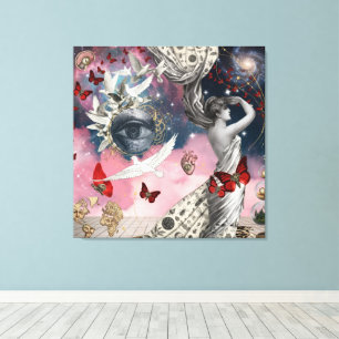 Antique Engraving Surreal Dadaism Collage Art Canvas Print