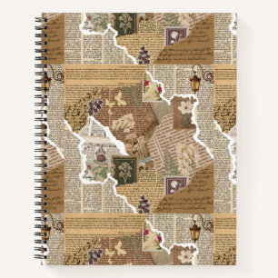 Antique Ephemera Collage Aesthetic Deluxe Journa Notebook