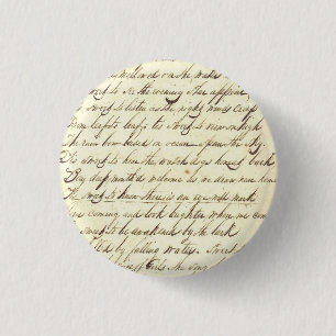 Antique Ephemera Cursive Calligraphy Script Sample 1 Inch Round Button