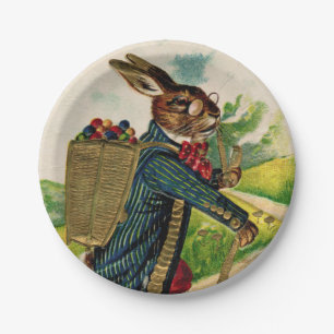 Antique Erudite Easter Rabbit Picnic Plate