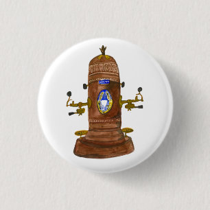 Antique Espresso Machine Coffee Watercolor Art 1 Inch Round Button