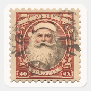 Antique Etched Santa Claus Square Sticker