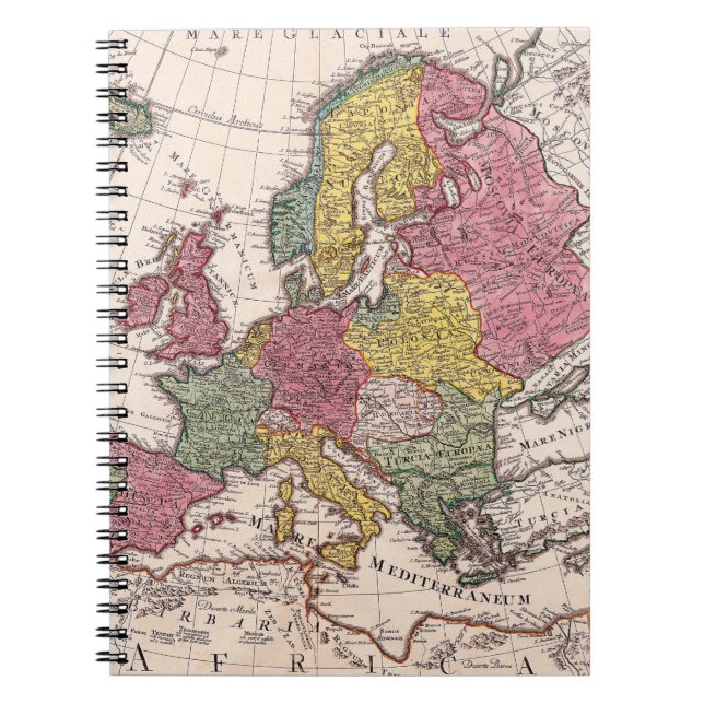 Antique Europe Map with Pastel Historical Kingdoms Notebook (Front)