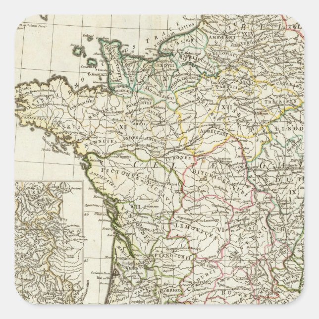 Antique European Map Square Sticker (Front)