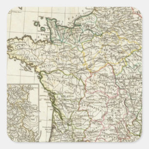 Antique European Map Square Sticker