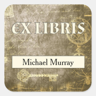 Antique Ex Libris Personalized Bookplates Square Sticker