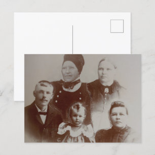 Antique Family Collage Photo B&W Image Postcard