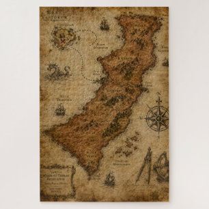 Antique Fantasy Map — Karnor and Draegar Jigsaw Puzzle