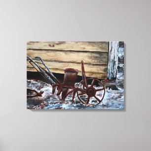 antique farm tools tool old vintage oil painting canvas print