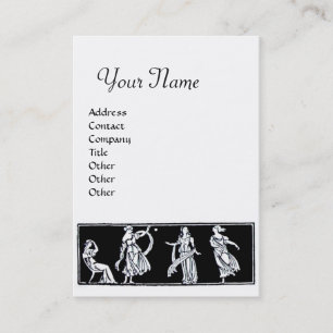 ANTIQUE FASHION MONOGRAM Black White Business Card