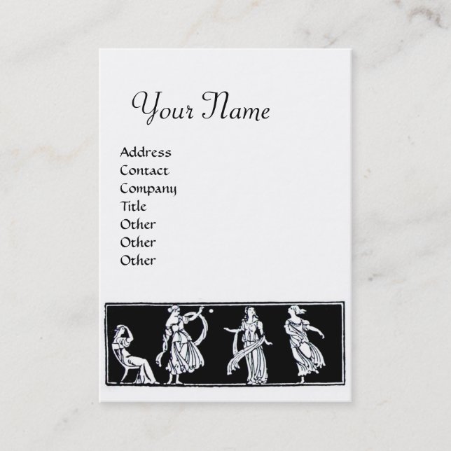 ANTIQUE FASHION MONOGRAM Black White Business Card (Front)