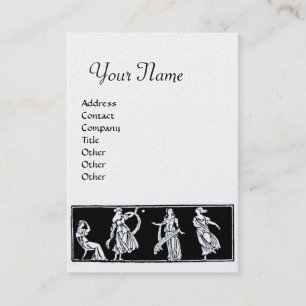 ANTIQUE FASHION MONOGRAM Black White Pearl Business Card