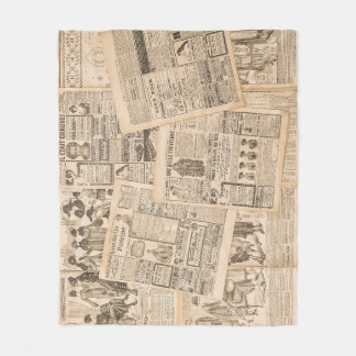 Antique Fashion: Newspaper Advertising Pages Fleece Blanket