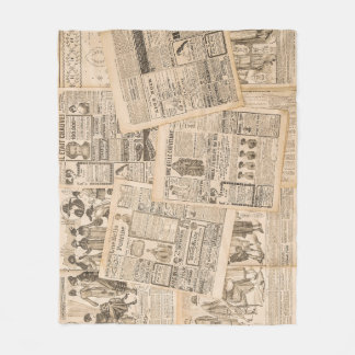 Antique Fashion: Newspaper Advertising Pages Fleece Blanket