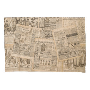Antique Fashion: Newspaper Advertising Pages Pillowcase