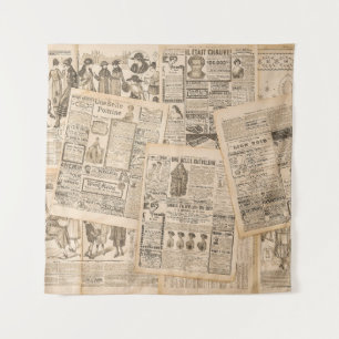Antique Fashion: Newspaper Advertising Pages Tapestry