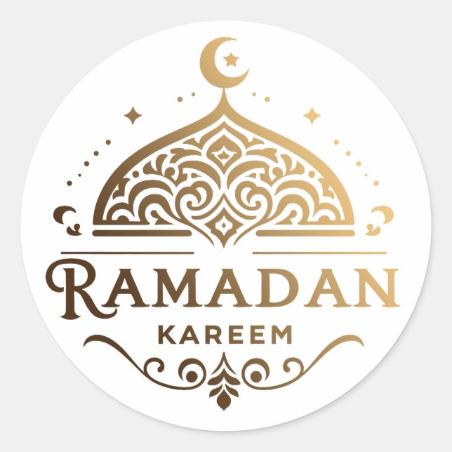 Antique Faux Gold Ramadan Kareem Mubarak Classic Round Sticker (Front)