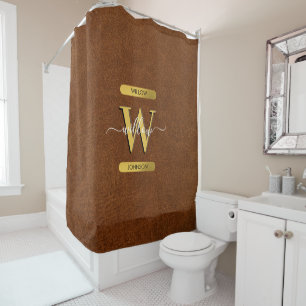 Antique Faux Leather & Gold Monogram