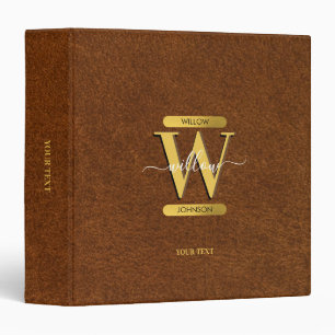 Antique Faux Leather & Gold Monogram  Binder