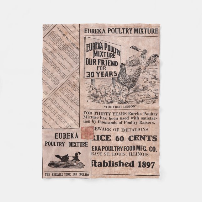Antique Feed Canister Fleece Blanket (Front)