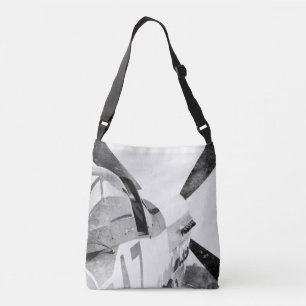 Antique Fighter Airplane B&W Crossbody Bag