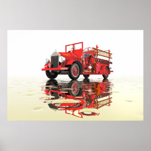 Antique Fire Engine Poster