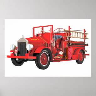 Antique Fire Engine Poster