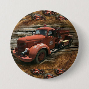 Antique Fire Truck Vintage Fire Truck 3 Inch Round Button