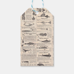 Antique Fishing Lures Catalogue Page Vintage Print Gift Tags